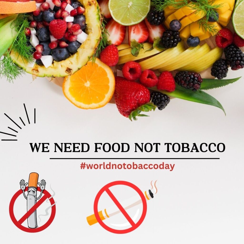 We Need food, not tobacco poster drawing